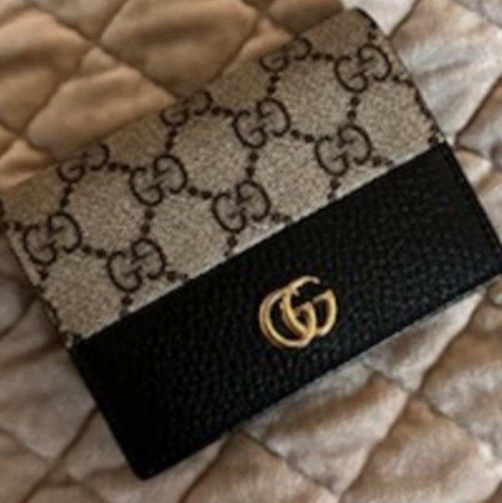 Gucci Beige And Black Card Holder